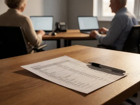 Itinéraire de voyage imprimé avec détails de vols et aéroports posé sur une table en bois avec un stylo dans un bureau d'agence de voyages